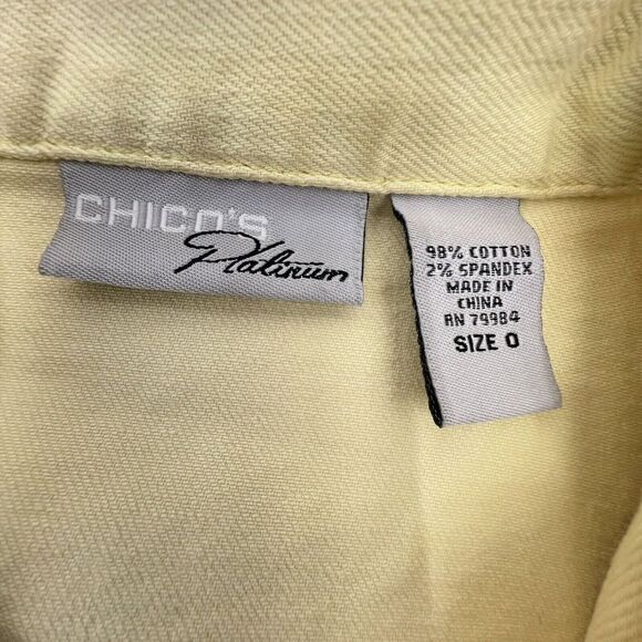 Chicos Platinum Vest Womens 0/Small Light Yellow Button Up Collared Top Jacket - Picture 3 of 4